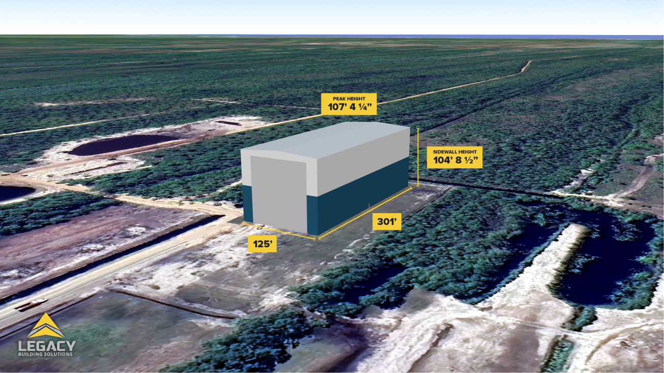 "SKY" Hangar location at company's Costin airport with dimensions