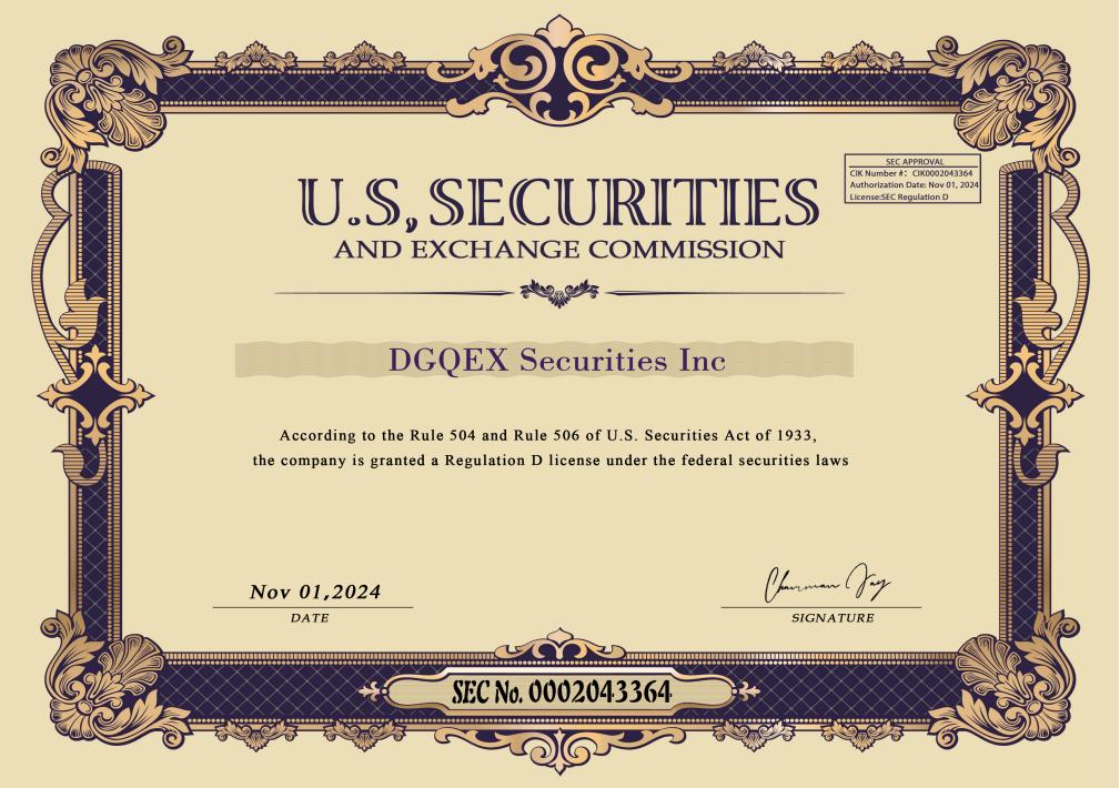 DGQEX Secures U.S. SEC License