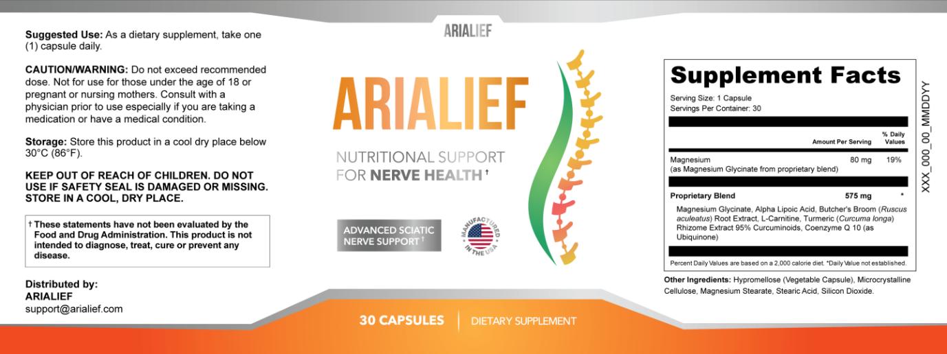 Arialief Nerve repair supplement facts