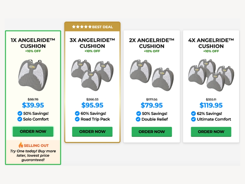AngelRide Cushion High-Density Memory Foam for Healthy Back Support in Cars and Chairs Prices Review
