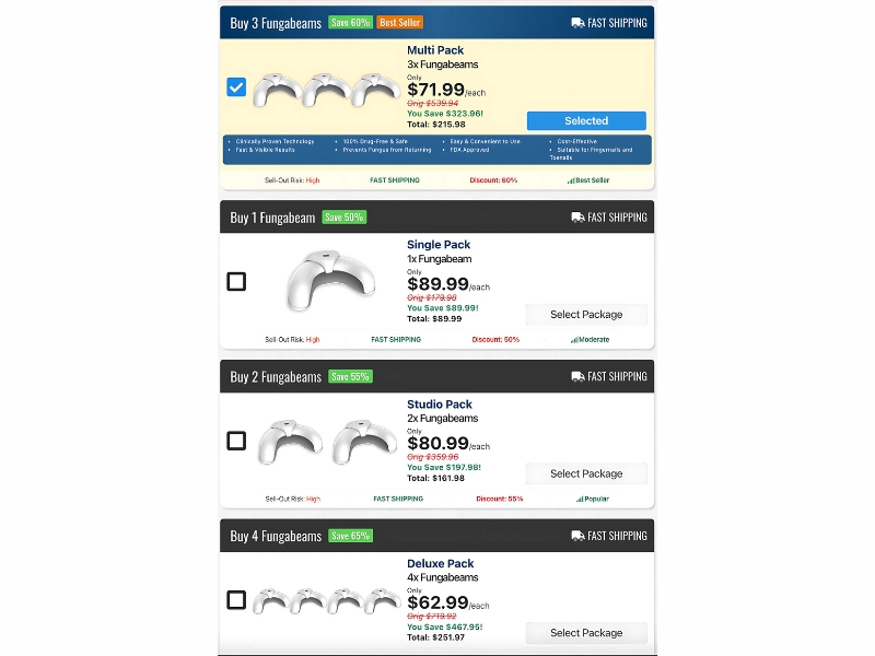 Purchasing FungaBeam Packages, Pricing, and Satisfaction Guarantee