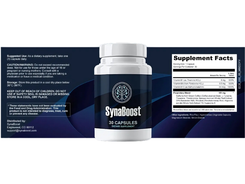Synaboost Review Natural Support for Healthy Brain Power and Cognitive Function Supplement Facts Ingredients Label